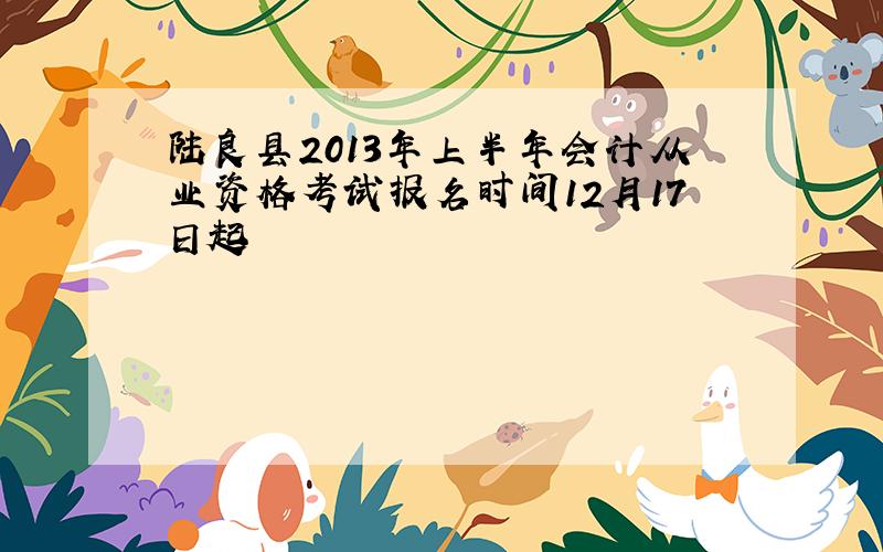 陆良县2013年上半年会计从业资格考试报名时间12月17日起