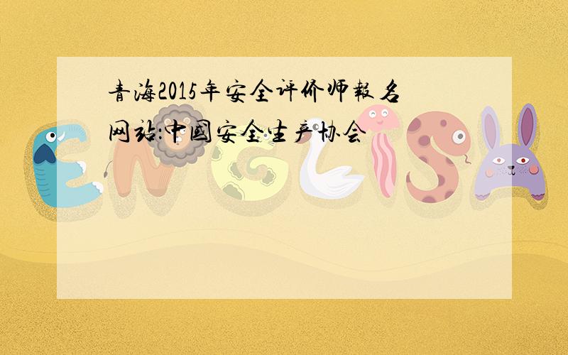 青海2015年安全评价师报名网站：中国安全生产协会