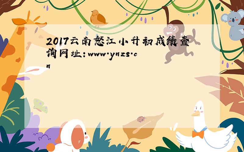 2017云南怒江小升初成绩查询网址：www.ynzs.cn