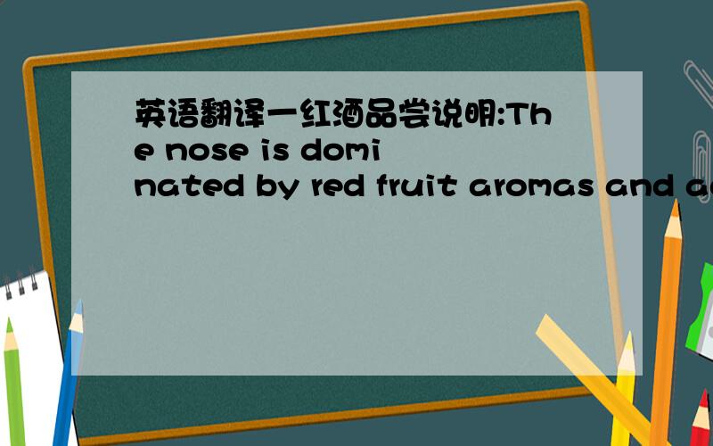 英语翻译一红酒品尝说明:The nose is dominated by red fruit aromas and accented with notes of vanilla.句中 nose 作何义?nose is dominated by 的意思是什么?accented with notes of 句中作何义?accent 不是口音的意思么?