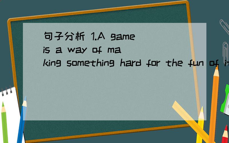 句子分析 1.A game is a way of making something hard for the fun of it.还有一句2.but the fun is in wining within the rules.中的within怎么理解?