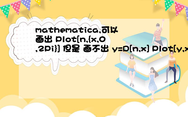 mathematica,可以画出 Plot[n,{x,0,2Pi}] 但是 画不出 y=D[n,x] Plot[y,x]