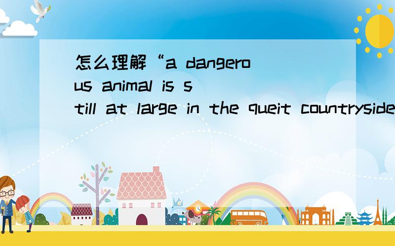 怎么理解“a dangerous animal is still at large in the queit countryside”里面的at和in两个介词?