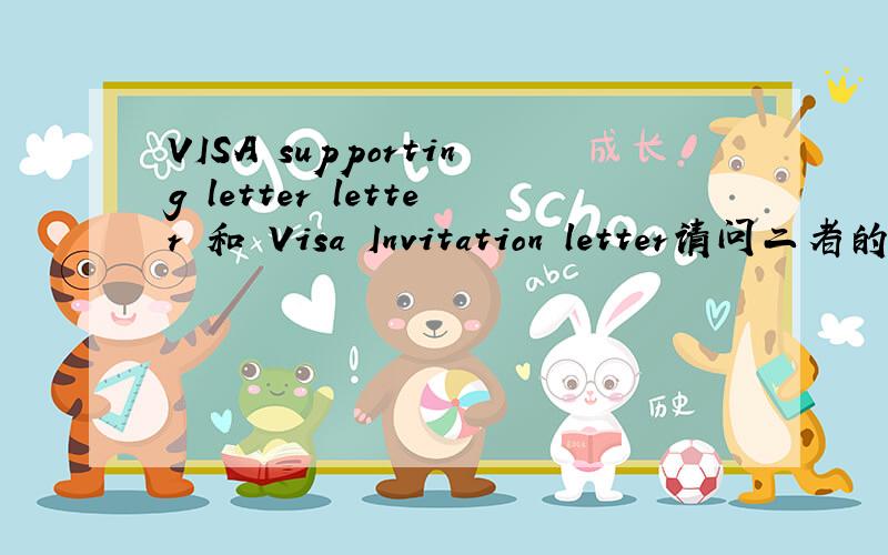 VISA supporting letter letter 和 Visa Invitation letter请问二者的意思一样么?都是指邀请函?