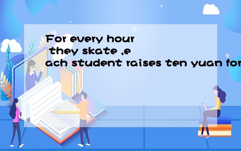 For every hour they skate ,each student raises ten yuan for charity every和each能互换吗?