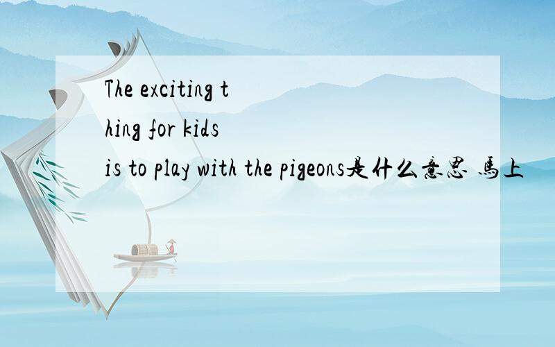 The exciting thing for kids is to play with the pigeons是什么意思 马上
