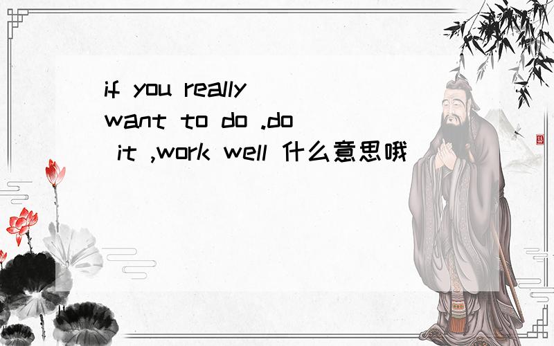 if you really want to do .do it ,work well 什么意思哦