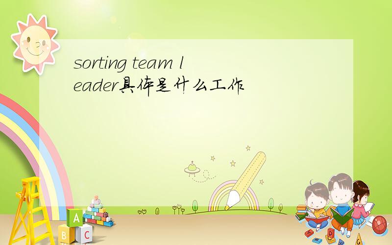 sorting team leader具体是什么工作