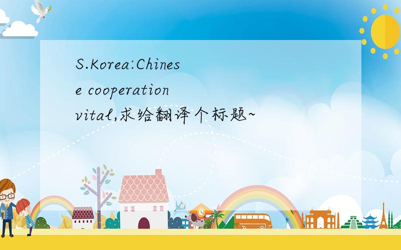 S.Korea:Chinese cooperation vital,求给翻译个标题~
