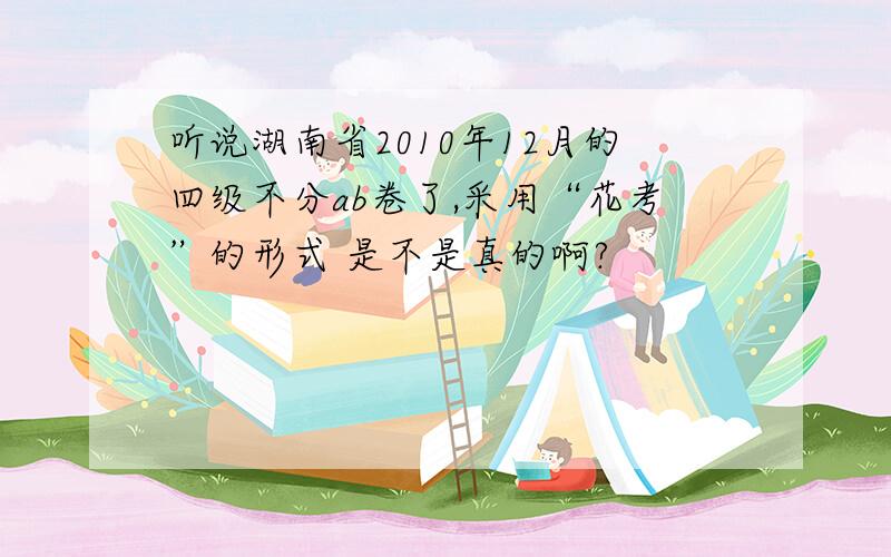 听说湖南省2010年12月的四级不分ab卷了,采用“花考”的形式 是不是真的啊?