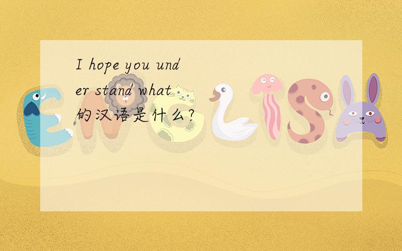I hope you under stand what 的汉语是什么?