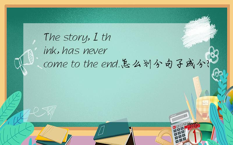 The story,I think,has never come to the end.怎么划分句子成分?