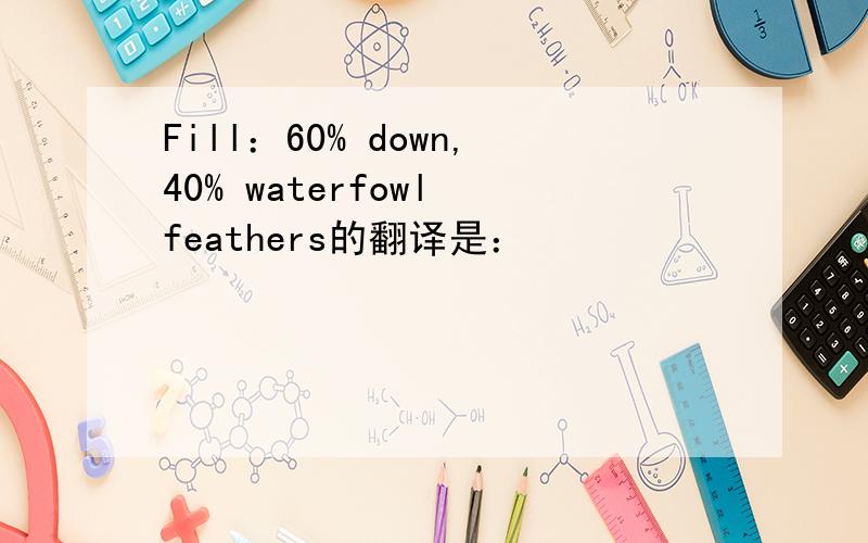Fill：60% down,40% waterfowl feathers的翻译是：