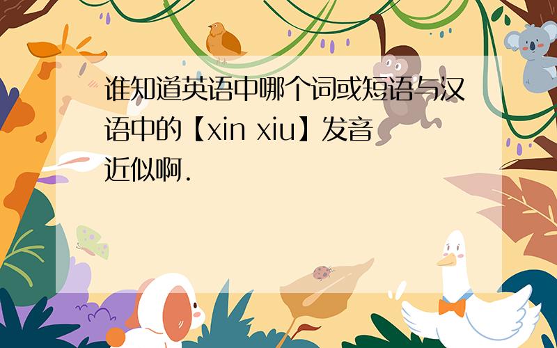 谁知道英语中哪个词或短语与汉语中的【xin xiu】发音近似啊.