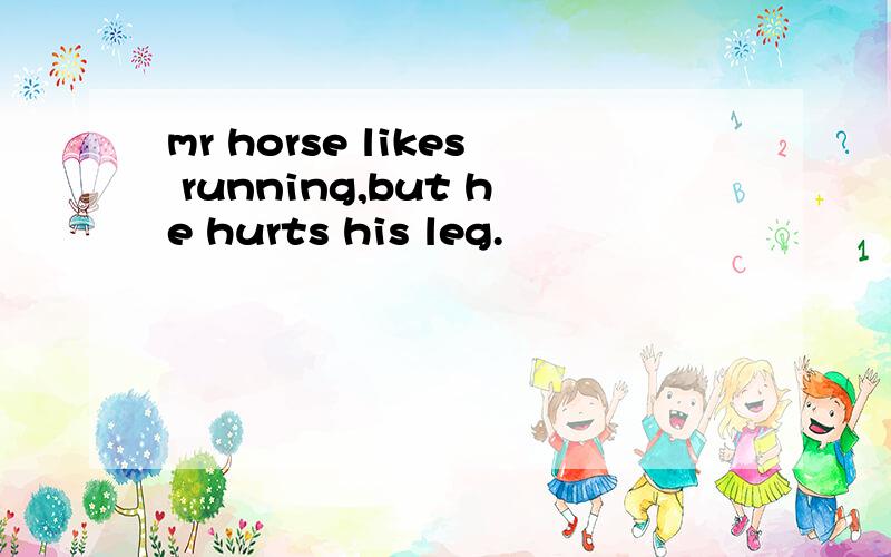 mr horse likes running,but he hurts his leg.