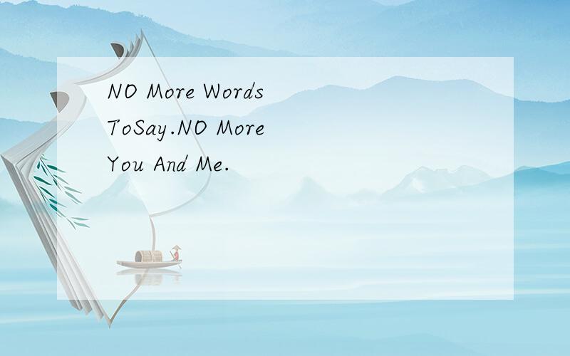 NO More Words ToSay.NO More You And Me.