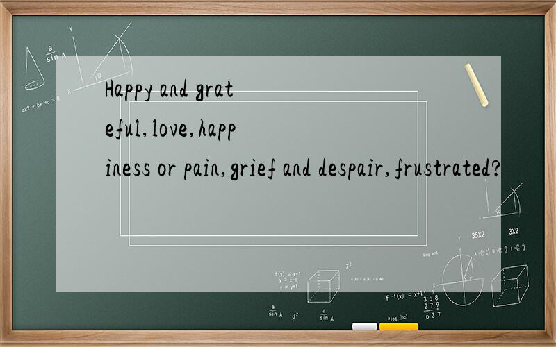 Happy and grateful,love,happiness or pain,grief and despair,frustrated?