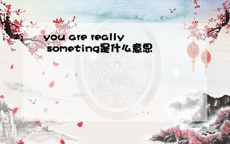 you are really someting是什么意思