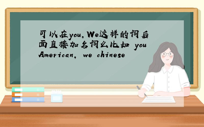 可以在you,We这样的词后面直接加名词么比如 you American, we chinese