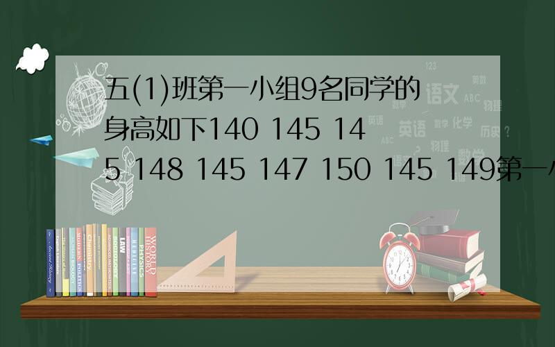 五(1)班第一小组9名同学的身高如下140 145 145 148 145 147 150 145 149第一小组同学的平均身高是( )厘米.这组数据的众数是( ),中位数是( )