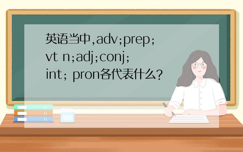英语当中,adv;prep;vt n;adj;conj;int; pron各代表什么?