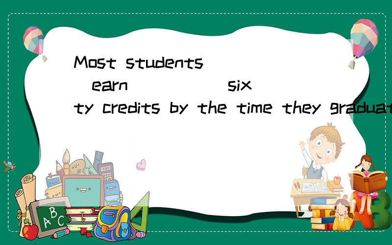 Most students (earn )____sixty credits by the time they graduate