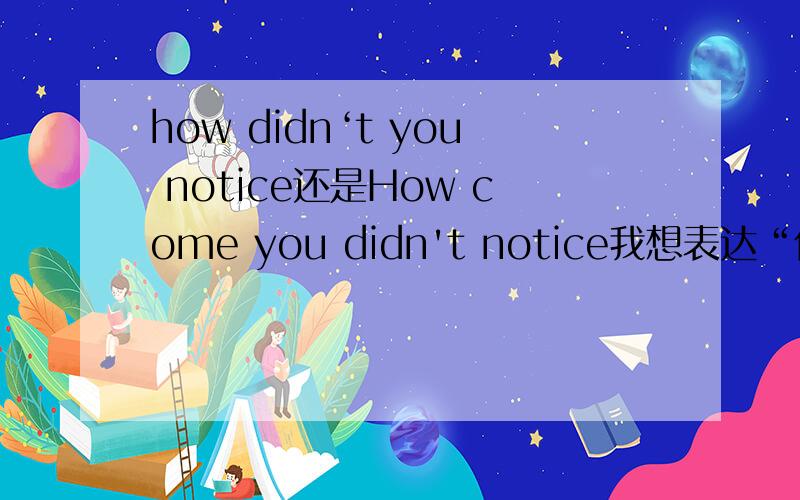 how didn‘t you notice还是How come you didn't notice我想表达“你怎么没注意到”