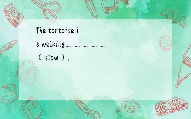 The tortoise is walking_____(slow).