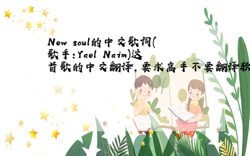 New soul的中文歌词(歌手：Yael Naim)这首歌的中文翻译,要求高手不要翻译软件版本,谢谢合作.