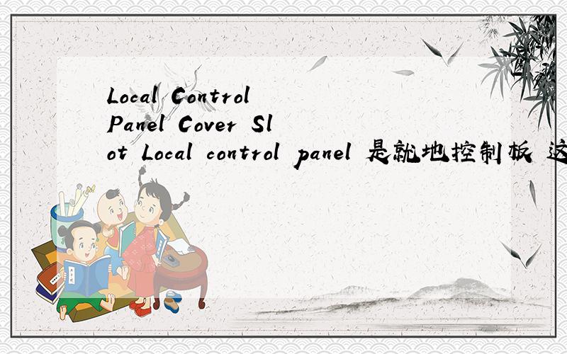 Local Control Panel Cover Slot Local control panel 是就地控制板 这个COVER SLOT 盖子的凹槽吗
