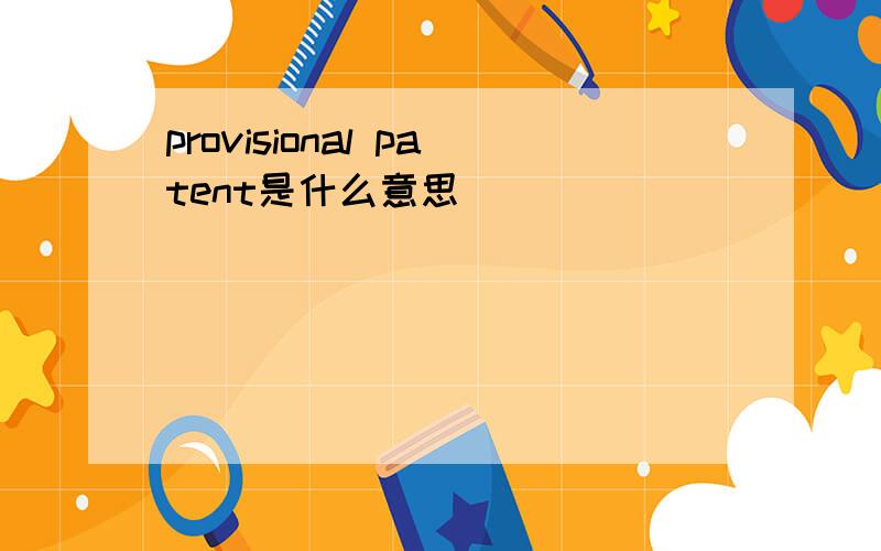 provisional patent是什么意思