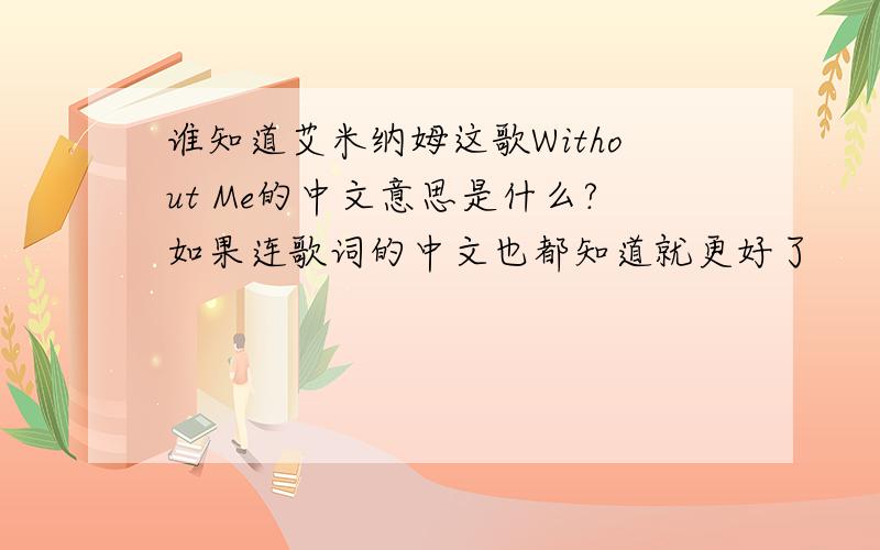 谁知道艾米纳姆这歌Without Me的中文意思是什么?如果连歌词的中文也都知道就更好了