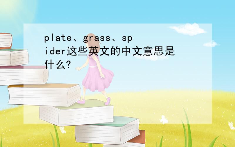 plate、grass、spider这些英文的中文意思是什么?
