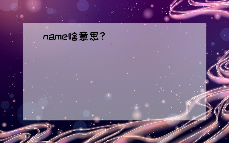 name啥意思?