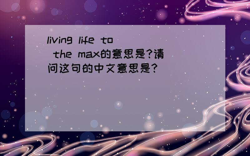 living life to the max的意思是?请问这句的中文意思是?