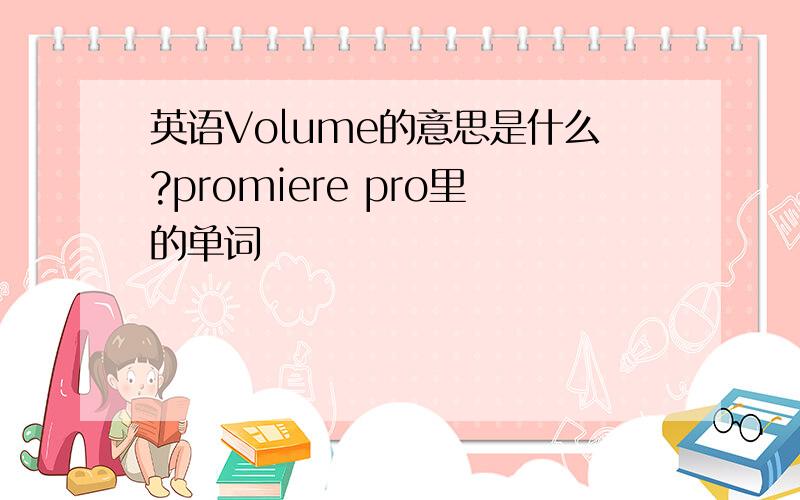 英语Volume的意思是什么?promiere pro里的单词