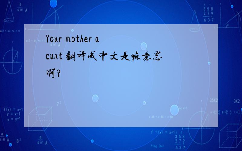 Your mother a cunt 翻译成中文是嘛意思啊?