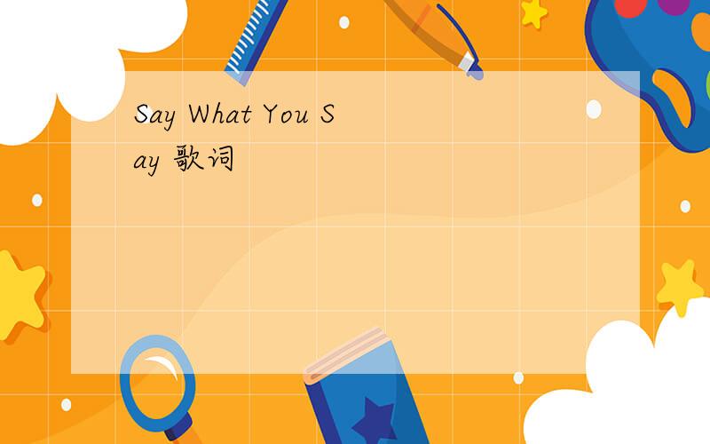 Say What You Say 歌词