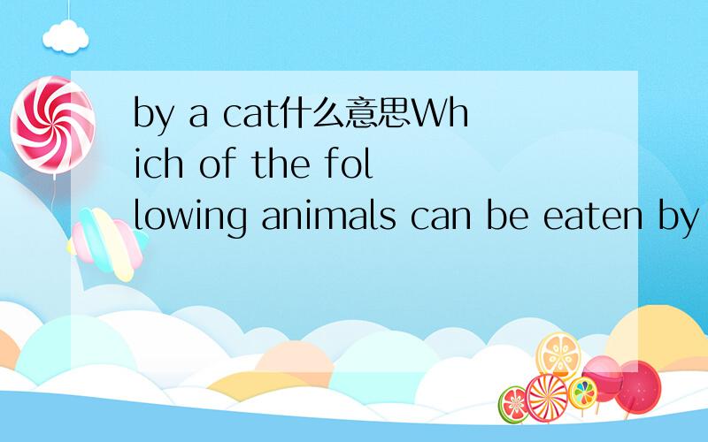 by a cat什么意思Which of the following animals can be eaten by a cat?dog    (1)mouse  (2)tiger  (3)sheep  (4)选哪一个?(╯▽╰)❤(╯▽╰)
