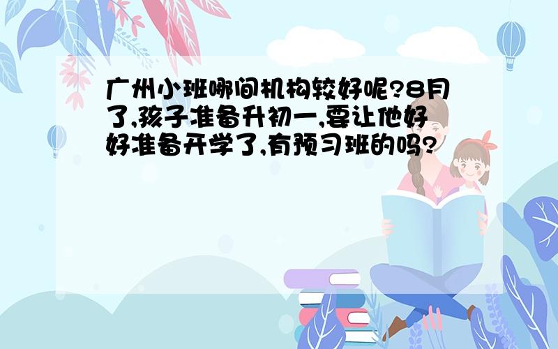 广州小班哪间机构较好呢?8月了,孩子准备升初一,要让他好好准备开学了,有预习班的吗?