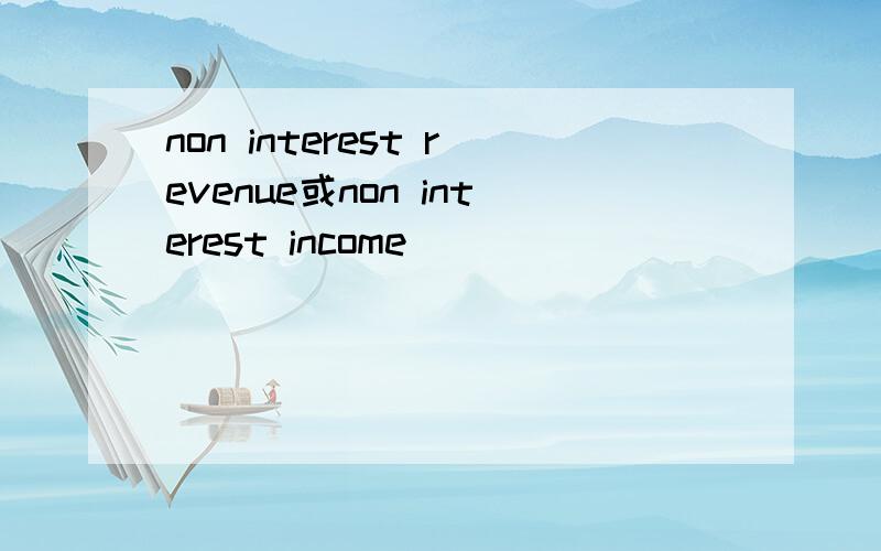 non interest revenue或non interest income