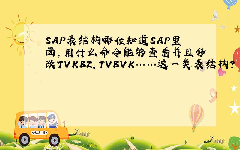 SAP表结构哪位知道SAP里面,用什么命令能够查看并且修改TVKBZ,TVBVK……这一类表结构?