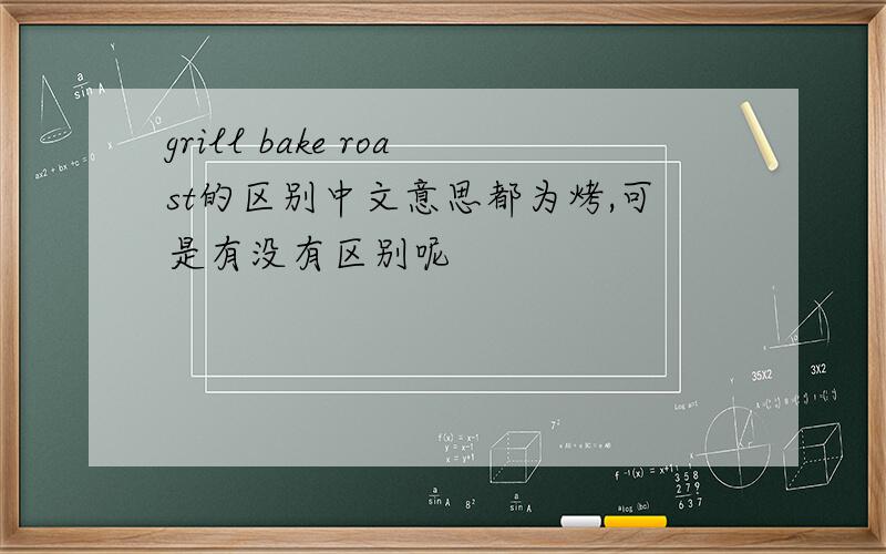 grill bake roast的区别中文意思都为烤,可是有没有区别呢