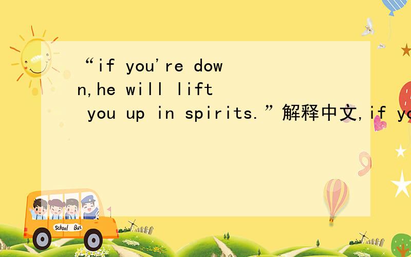 “if you're down,he will lift you up in spirits.”解释中文,if you turn and walr away,he will follow you.if you lose your way,he will guide you and cheer you on.上面连下面是一段话