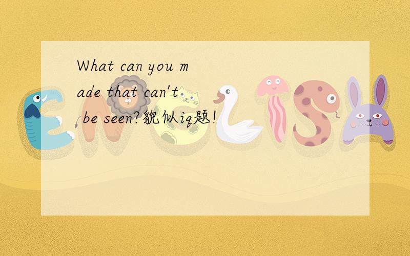 What can you made that can't be seen?貌似iq题!
