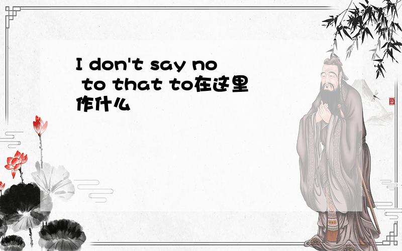 I don't say no to that to在这里作什么