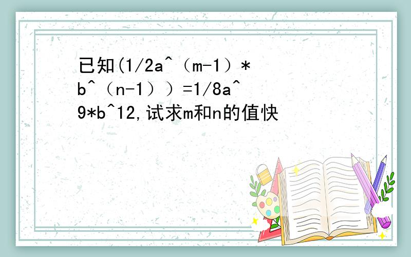 已知(1/2a^（m-1）*b^（n-1））=1/8a^9*b^12,试求m和n的值快