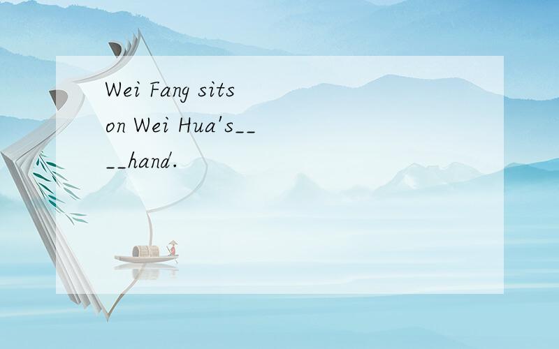 Wei Fang sits on Wei Hua's____hand.