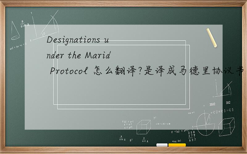 Designations under the Marid Protocol 怎么翻译?是译成马德里协议书下的名称吗?