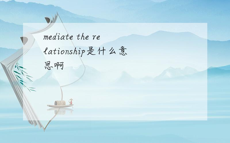 mediate the relationship是什么意思啊